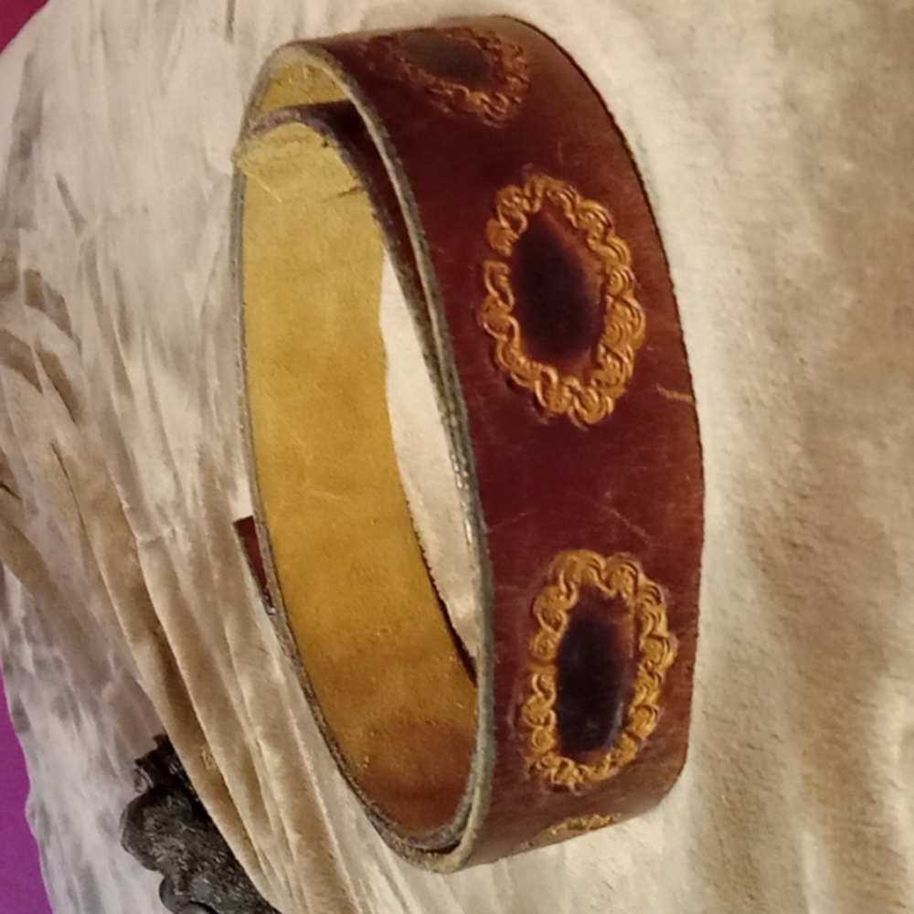 Vintage hand tooled Leather Belt